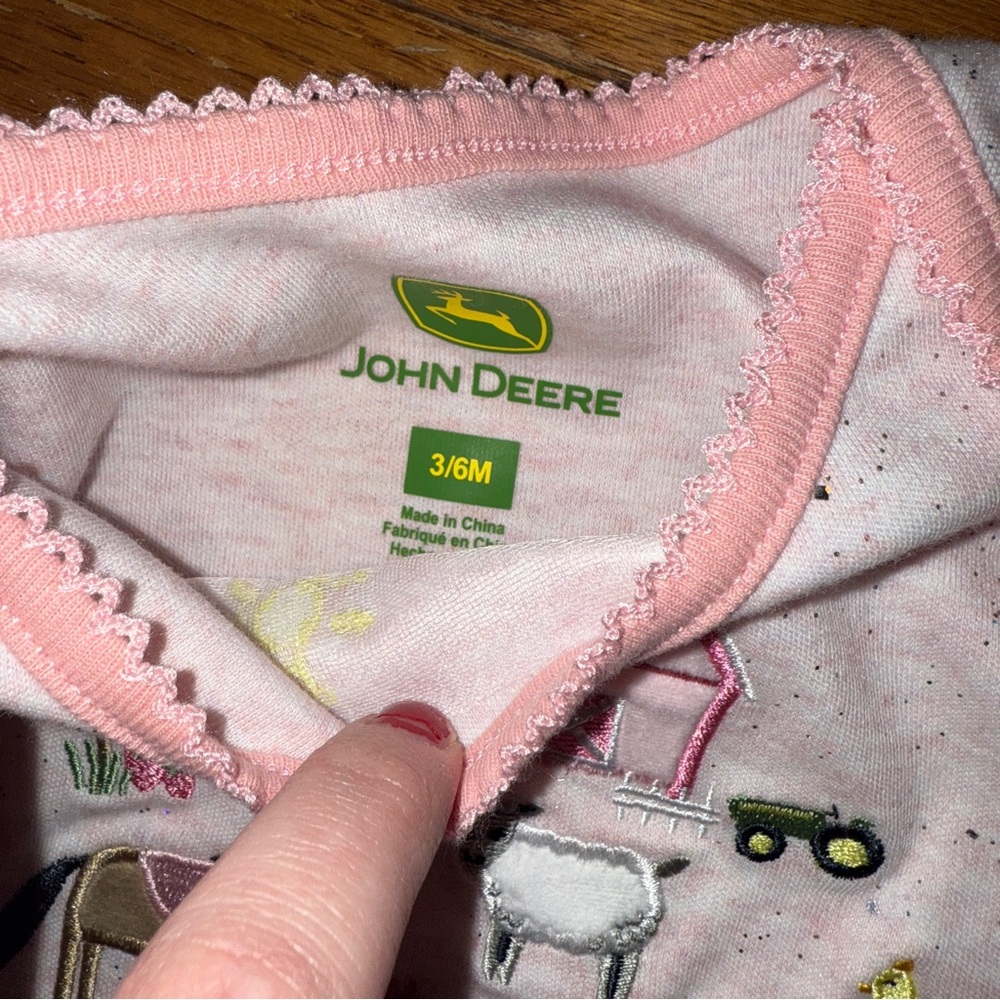 John Deere Pink Sparkle Farm Animal Baby Girl Onesie, 3-6 Months - Picture 5 of 5